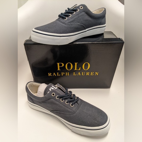 NEW POLO Ralph Lauren Canvas Sneakers Junior Size 6 - Picture 7 of 9